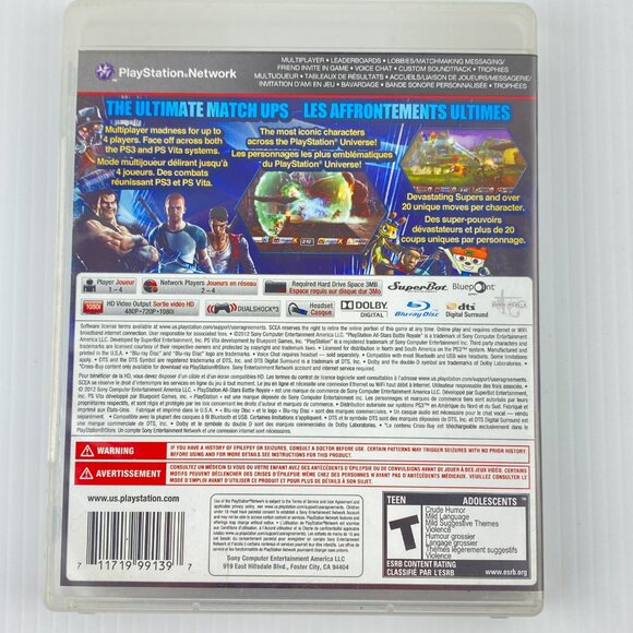 Playstation All Stars Battle Royale PS3 Video Game 2012 Case Disc Rated Teen - Picture 2 of 7